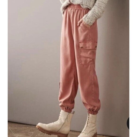 Anthropologie Cargo Jogger Pant Women Small Pink Grunge Retro Minimalist Preppy - Picture 3 of 10